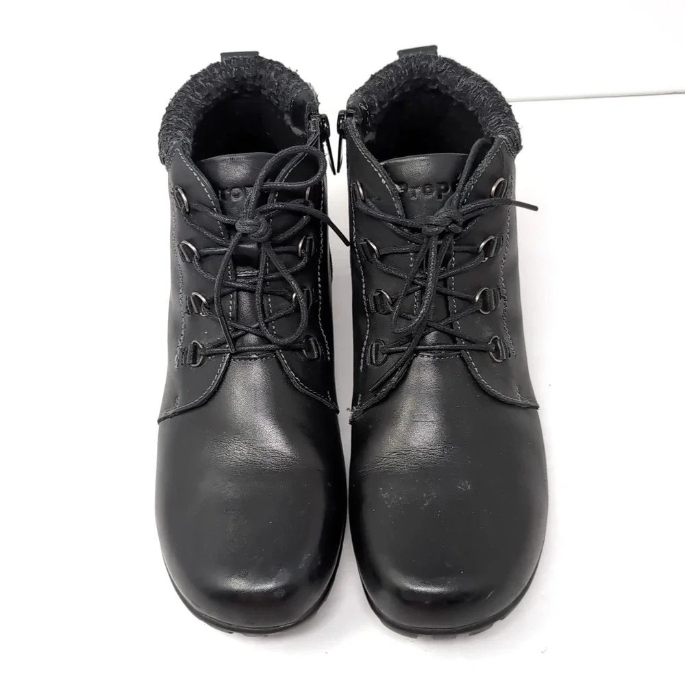 Propet Delaney Ankle Bootie Boots Women 11N (AA) Black Leather Zip/Lace WFV002L‎